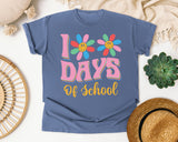 100 Days Of School Daisies in Blue Jean Comfort Colors 1717 tee