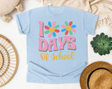 100 Days Of School Daisies in Chambray Comfort Colors 1717 tee