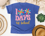 100 Days Of School Daisies in Flo Blue Comfort Colors 1717 tee