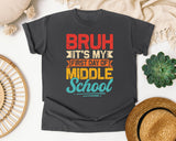 Bruh It's My First Day Of Middle School in Pepper Comfort Colors 1717 tee