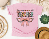 Teacher Bow in Blossom Comfort Colors 1717 tee