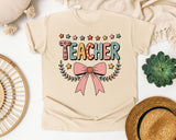 Teacher Bow in Ivory Comfort Colors 1717 tee