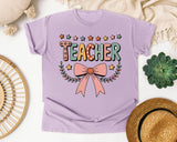 Teacher Bow in Orchid Comfort Colors 1717 tee