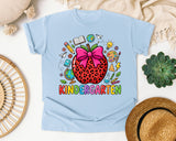 Kindergarten Leopard Apple in Chambray Comfort Colors 1717 tee