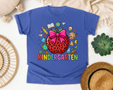 Kindergarten Leopard Apple in Flo Blue Comfort Colors 1717 tee