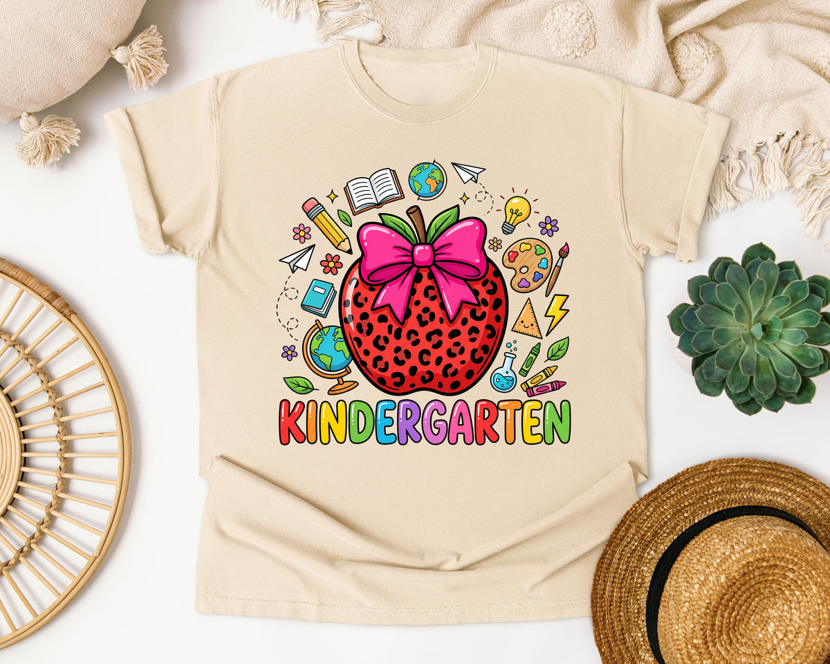 Kindergarten Leopard Apple in Ivory Comfort Colors 1717 tee