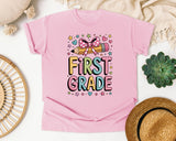 First Grade Pencil Bow in Blossom Comfort Colors 1717 tee