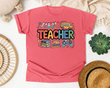 Teacher School Supplies in Watermelon Comfort Colors 1717 tee