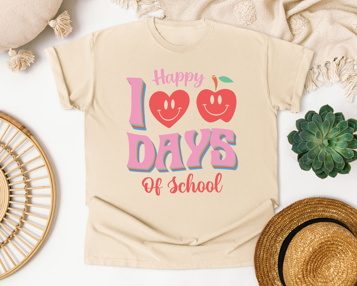 Happy 100 Days Of School in Ivory Comfort Colors 1717 tee
