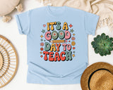 It's A Good Day To Teach Retro in Chambray Comfort Colors 1717 tee