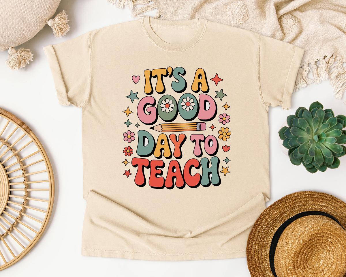 It's A Good Day To Teach Retro in Ivory Comfort Colors 1717 tee