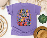 It's A Good Day To Teach Retro in Violet Comfort Colors 1717 tee