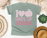 100 Days Of School Pink Apple in Bay Comfort Colors 1717 tee