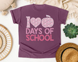 100 Days Of School Pink Apple in Berry Comfort Colors 1717 tee