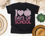 100 Days Of School Pink Apple in Black Comfort Colors 1717 tee