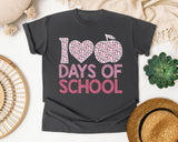 100 Days Of School Pink Apple in Pepper Comfort Colors 1717 tee