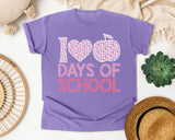 100 Days Of School Pink Apple in Violet Comfort Colors 1717 tee