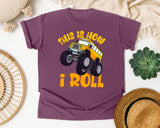 This Is How I Roll School Bus in Berry Comfort Colors 1717 tee