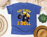 This Is How I Roll School Bus in Flo Blue Comfort Colors 1717 tee
