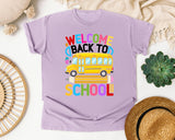 Welcome Back To School Bus in Orchid Comfort Colors 1717 tee