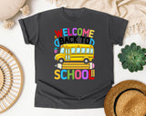 Welcome Back To School Bus in Pepper Comfort Colors 1717 tee