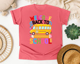 Welcome Back To School Bus in Watermelon Comfort Colors 1717 tee