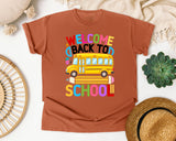 Welcome Back To School Bus in Yam Comfort Colors 1717 tee