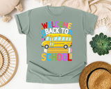Welcome Back To School Bus Light Print in Bay Comfort Colors 1717 tee