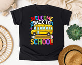 Welcome Back To School Bus Light Print in Black Comfort Colors 1717 tee