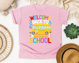 Welcome Back To School Bus Light Print in Blossom Comfort Colors 1717 tee