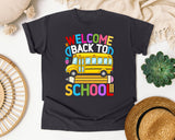 Welcome Back To School Bus Light Print in Graphite Comfort Colors 1717 tee