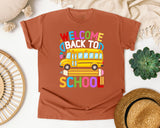Welcome Back To School Bus Light Print in Yam Comfort Colors 1717 tee
