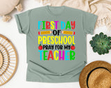 First Day Of Preschool Pray For My Teacher in Bay Comfort Colors 1717 tee