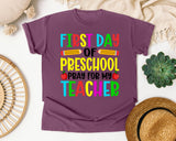 First Day Of Preschool Pray For My Teacher in Berry Comfort Colors 1717 tee