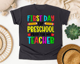 First Day Of Preschool Pray For My Teacher in Graphite Comfort Colors 1717 tee