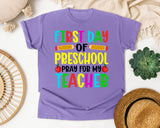 First Day Of Preschool Pray For My Teacher in Violet Comfort Colors 1717 tee