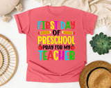 First Day Of Preschool Pray For My Teacher in Watermelon Comfort Colors 1717 tee