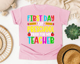 First Day Of Preschool Pray For My Teacher Bright in Blossom Comfort Colors 1717 tee