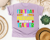 First Day Of Preschool Pray For My Teacher Bright in Orchid Comfort Colors 1717 tee