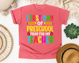 First Day Of Preschool Pray For My Teacher Bright in Watermelon Comfort Colors 1717 tee