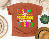 First Day Of Preschool Pray For My Teacher Bright in Yam Comfort Colors 1717 tee