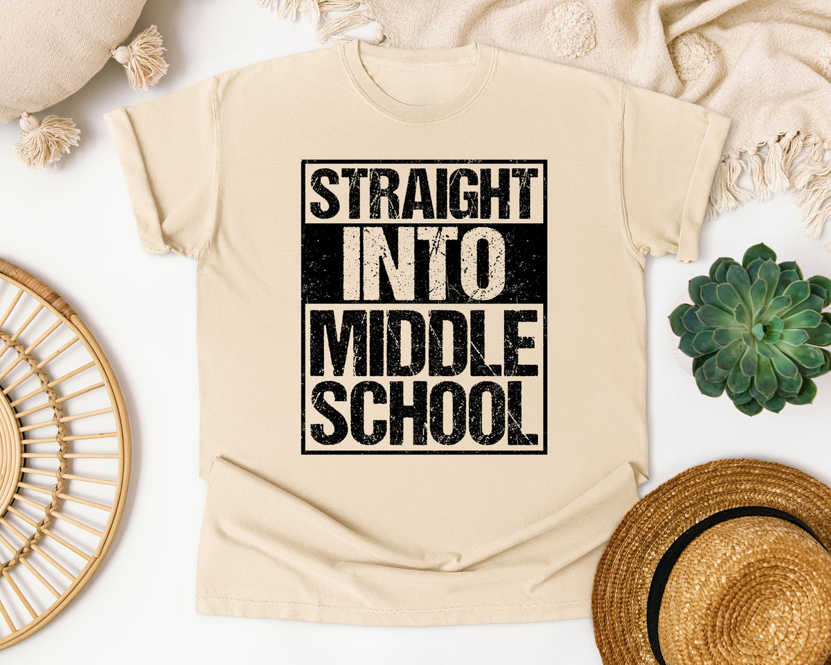 Straight Into Middle School in Ivory Comfort Colors 1717 tee
