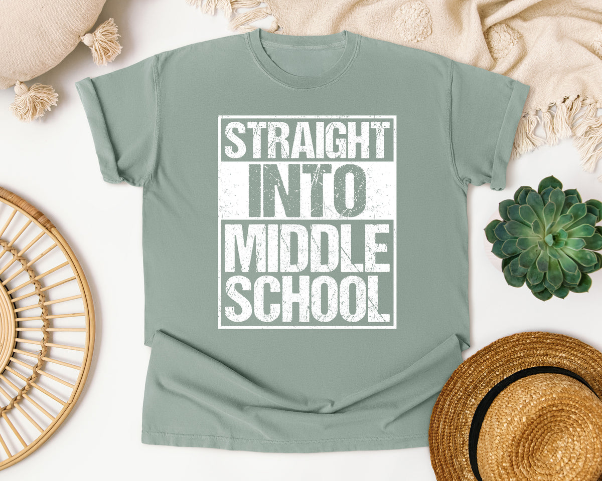 Straight Into Middle School Light Print in Bay Comfort Colors 1717 tee