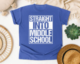 Straight Into Middle School Light Print in Flo Blue Comfort Colors 1717 tee
