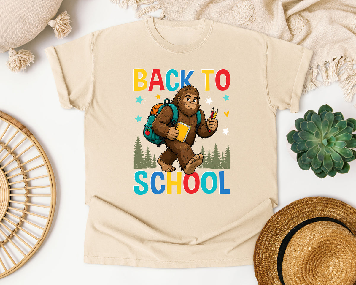 Back To School Bigfoot Bright in Ivory Comfort Colors 1717 tee