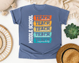 Middle School Teach Kindness Light Print in Blue Jean Comfort Colors 1717 tee