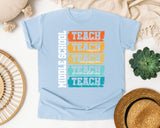 Middle School Teach Kindness Light Print in Chambray Comfort Colors 1717 tee