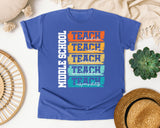 Middle School Teach Kindness Light Print in Flo Blue Comfort Colors 1717 tee