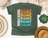 Middle School Teach Kindness Light Print in Moss Comfort Colors 1717 tee