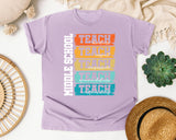 Middle School Teach Kindness Light Print in Orchid Comfort Colors 1717 tee